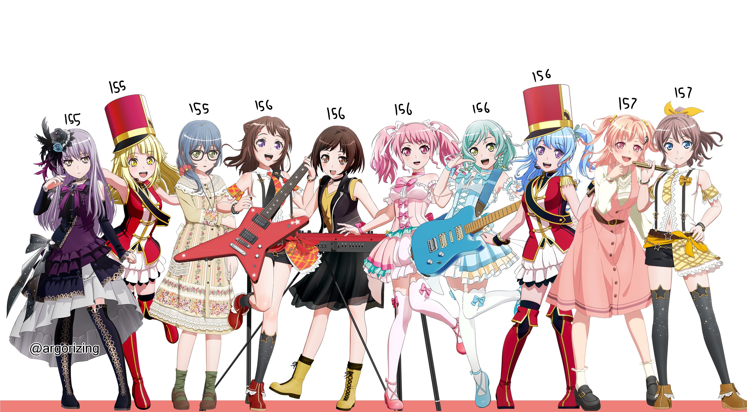 BanG Dream!  Characters Height Comparison 