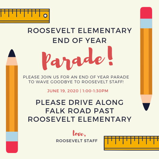 RooseveltVPS's tweet photo. Join us Friday, June 19th 1:00-1:30pm to close out the school year with a wave goodbye to each other!

¡Únase a nosotros el viernes 19 de junio de 1: 00-1: 30pm para cerrar el año escolar con un saludo de despedida! https://t.co/oIJaas3Fq6