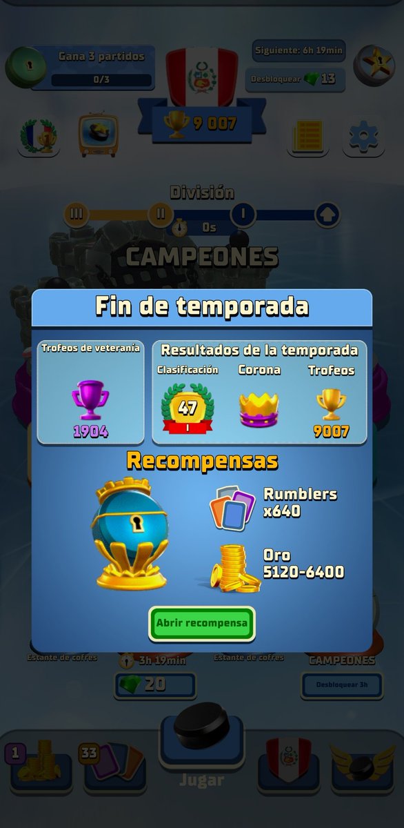 Hola a todos, soy nuevo en esto y quería compartir mi logro de mi 1ra temporada en <a href="/rumble_hockey/">Rumble Hockey 🏒</a>.
- Top 1 🇵🇪 
-Top 47 global
- Récord de copas 9K
RT y Like se agradece