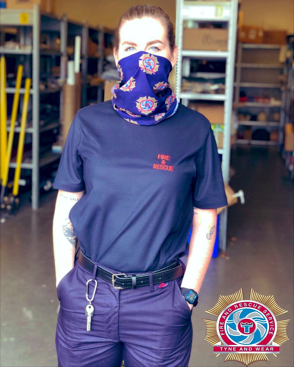 Hand delivered neck gaiters to Tyne &amp; Wear Fire and Rescue today. On site model Jenna showing how to wear the multifunctional garment