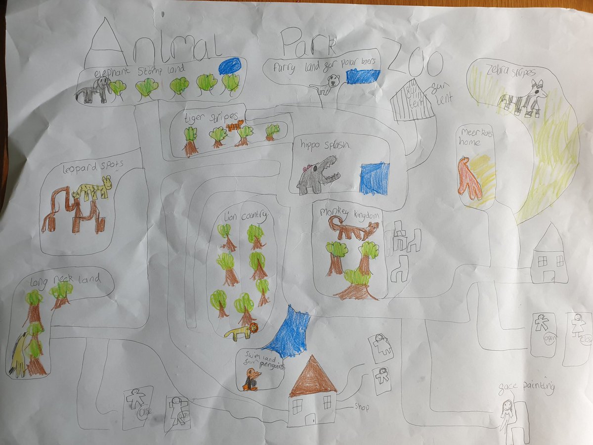 ljwoodall22goo1's tweet photo. Elsie designed her Zoo today! She put lots of thought into all the things it would need. I particularly like that she thought of her Mummy and added a face painter area too! 🤣 Thanks for the inspiration for this task @ClaireB787 @MissR_HCPS @HuttonCran #hccpshomelearning https://t.co/WMW9eFyj0U