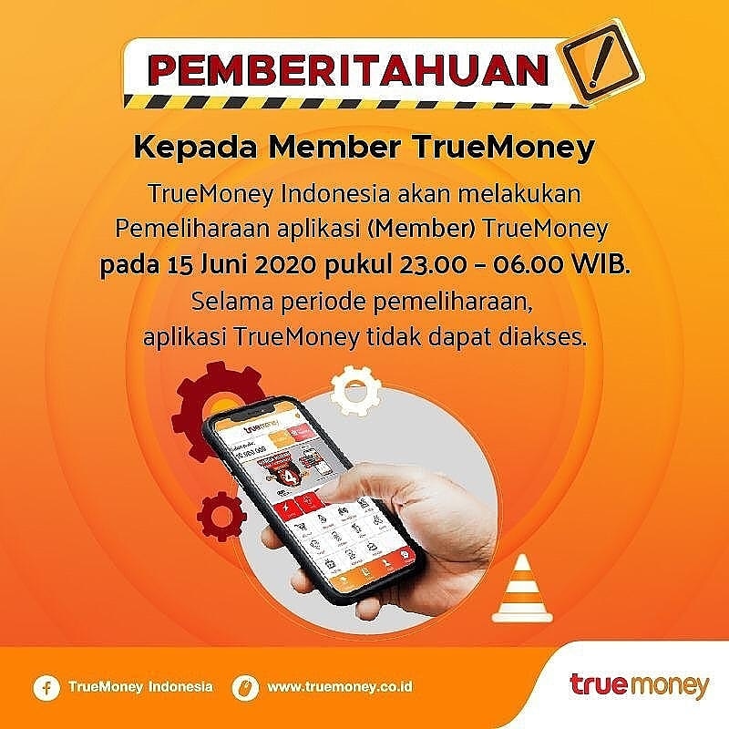 TrueMoneyId's tweet photo. Hai #TruFriends TrueMoney Indonesia akan melakukan Pemeliharaan aplikasi member @truemoneyid pada 15 Juni 2020 pukul 23.00-06.00 WIB. Selama periode pemeliharaan, aplikasi tidak dapat diakses. 
#TrueMoneyid #InfoTrueMoney #PemeliharaanAplikasiMember https://t.co/y1ylEIXndr