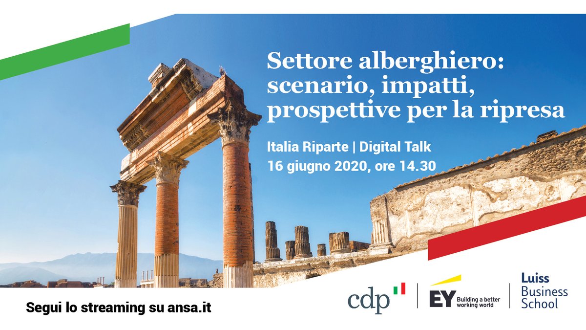 Il #turismo italiano è stato fortemente colpito dal #Covid19. Quali sono stati gli impatti e quali le nuove strategie per avviare la ripresa? Ne parliamo domani al Digital Talk #EYItaliaRiparte dedicato al settore, in diretta su Ansa.it bit.ly/2B7Rdby