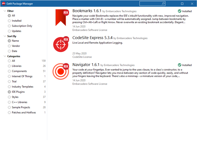 EmbarcaderoTech's tweet photo. Two popular free IDE addons for code navigation are now available for 10.4.: Bookmarks and Navigator. These two plugins are now available for RAD Studio 10.4 in GetIt. Learn more: https://t.co/tFxy8eio6C https://t.co/BdSEVguJcy