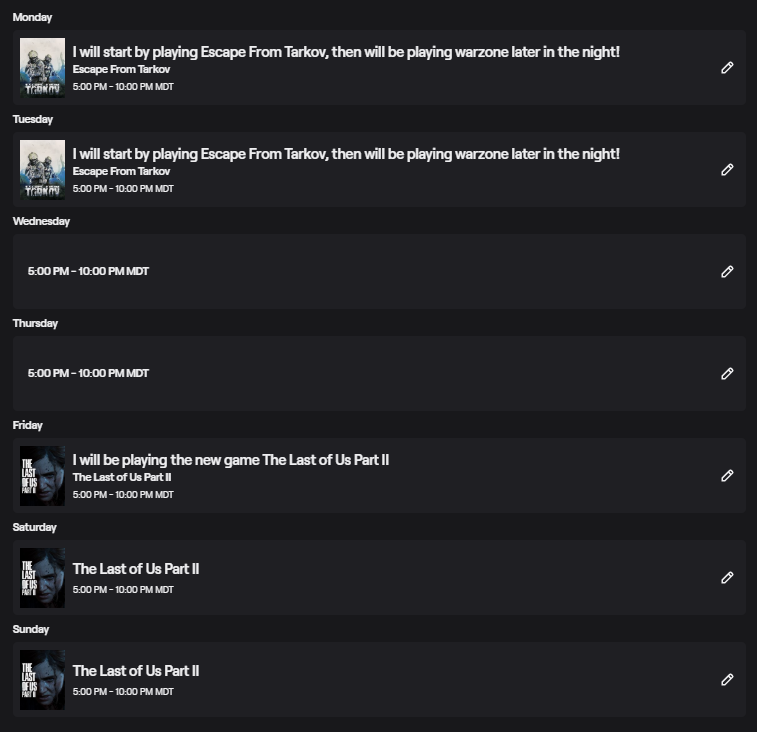BwindsG's tweet photo. Here is the stream schedule for this week so far! Wednesday and Thursday will be updated by tomorrow! https://t.co/TohXtwSiZD