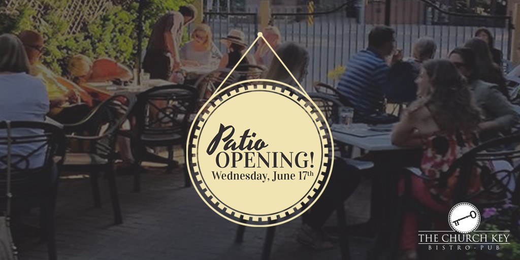 ChurchKeyBistro's tweet photo. Patio Opening!!
Wednesday, June 17th

We are hard at work getting ready to open our patio on Wednesday!

Now accepting reservations. Please call the restaurant at 519-936-0960 to book your table!

Looking forward to seeing everyone!!
#patio #supportlocal #ldnontario #ritchmondrow https://t.co/PayRlNuEC7