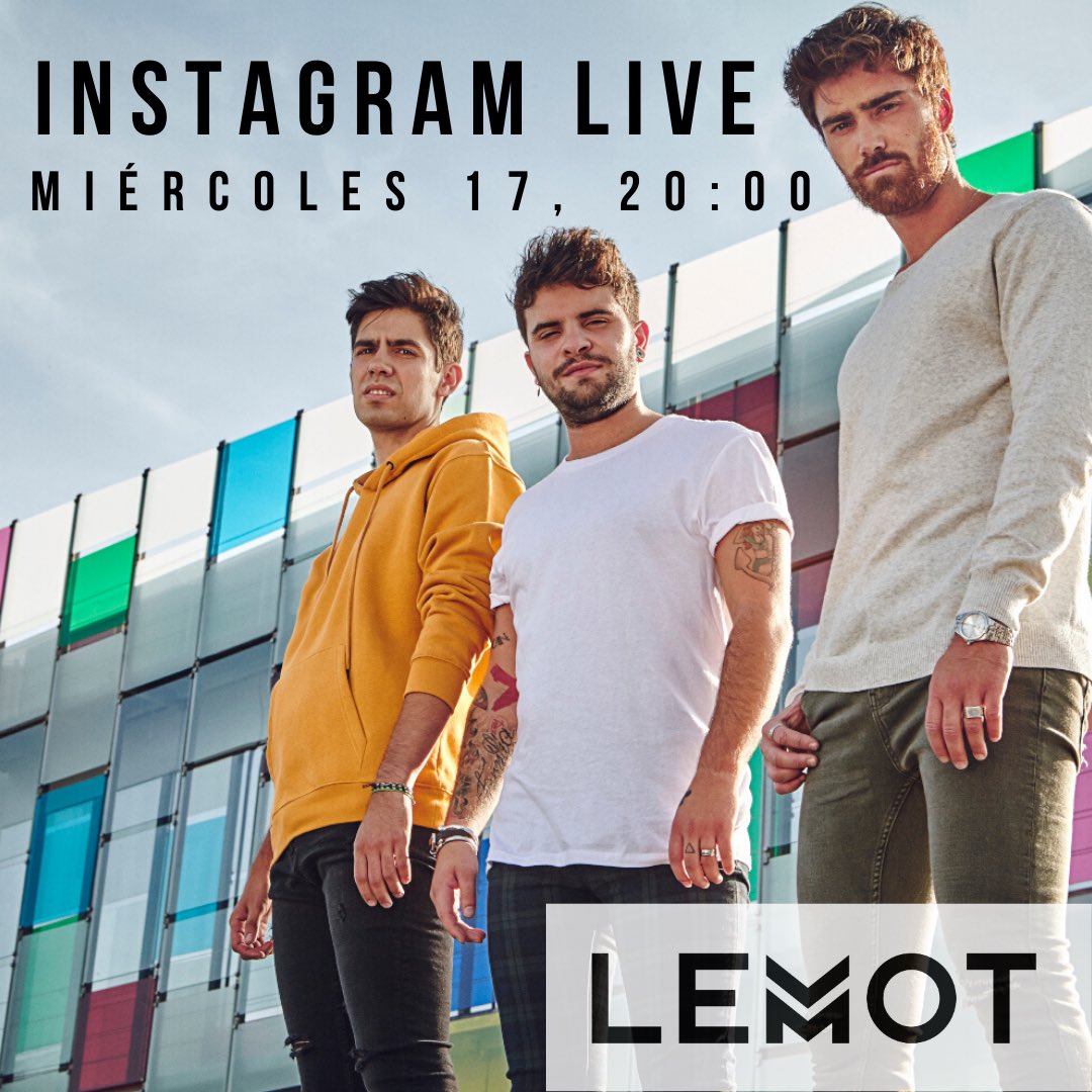 lemotoficial's tweet photo. ESTE MIÉRCOLES 17 a las 20:00 estaremos tomando un té y hablando sobre la vida con todos vosotros en un Instagram Live. Tocaremos canciones en directo y habrá sorpresa!! No os lo perdáis!!!!! 🎉🎉🎥 https://t.co/VqjSchf7ig