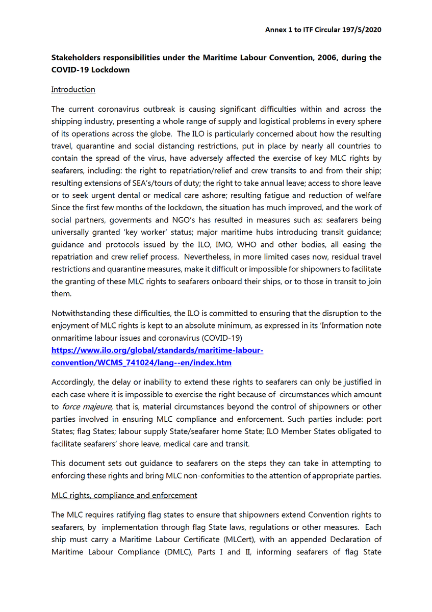 dwheindel's tweet photo. Seafarers, KNOW YOUR RIGHTS under the Maritime Labour Convention (MLC), as amended, and the responsibilities of different stakeholders on crew changes.
Full Document. https://t.co/6EzBVEOtkd