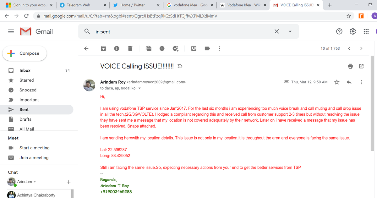 ArindamRoy10's tweet photo. #Pathetic service from @Vodafoneidea.#PoorCovearge # #PoorvoiceQuality.No #Resolution since #oneyear even after #complaint several times. https://t.co/bzqxXcbZtJ