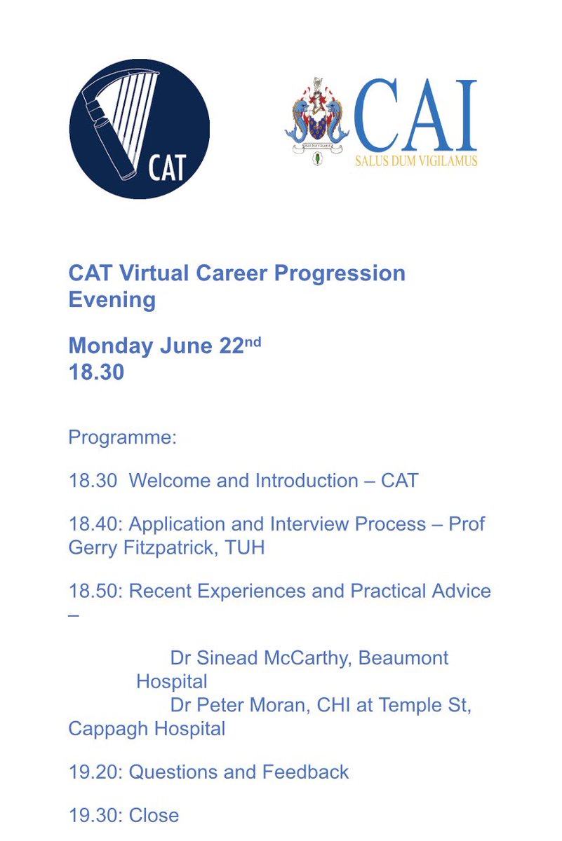 Deirdre Edgeworth (@d_dedgeworth) on Twitter photo The CAT Career Progression Evening is going virtual. Please join us next Monday, June 22nd, 6.30pm. Login details anaesthesia.ie <a href="/AnaesTrainees/">Committee of Anaesthesiology Trainees Ireland</a> @COAIrl <a href="/bryan_reidy/">Bryan Reidy</a> <a href="/Murray_Connolly/">Murray Connolly</a> The CAT Career Progression Evening is going virtual. Please join us next Monday, June 22nd, 6.30pm. Login details anaesthesia.ie <a href="/AnaesTrainees/">Committee of Anaesthesiology Trainees Ireland</a> @COAIrl <a href="/bryan_reidy/">Bryan Reidy</a> <a href="/Murray_Connolly/">Murray Connolly</a>
