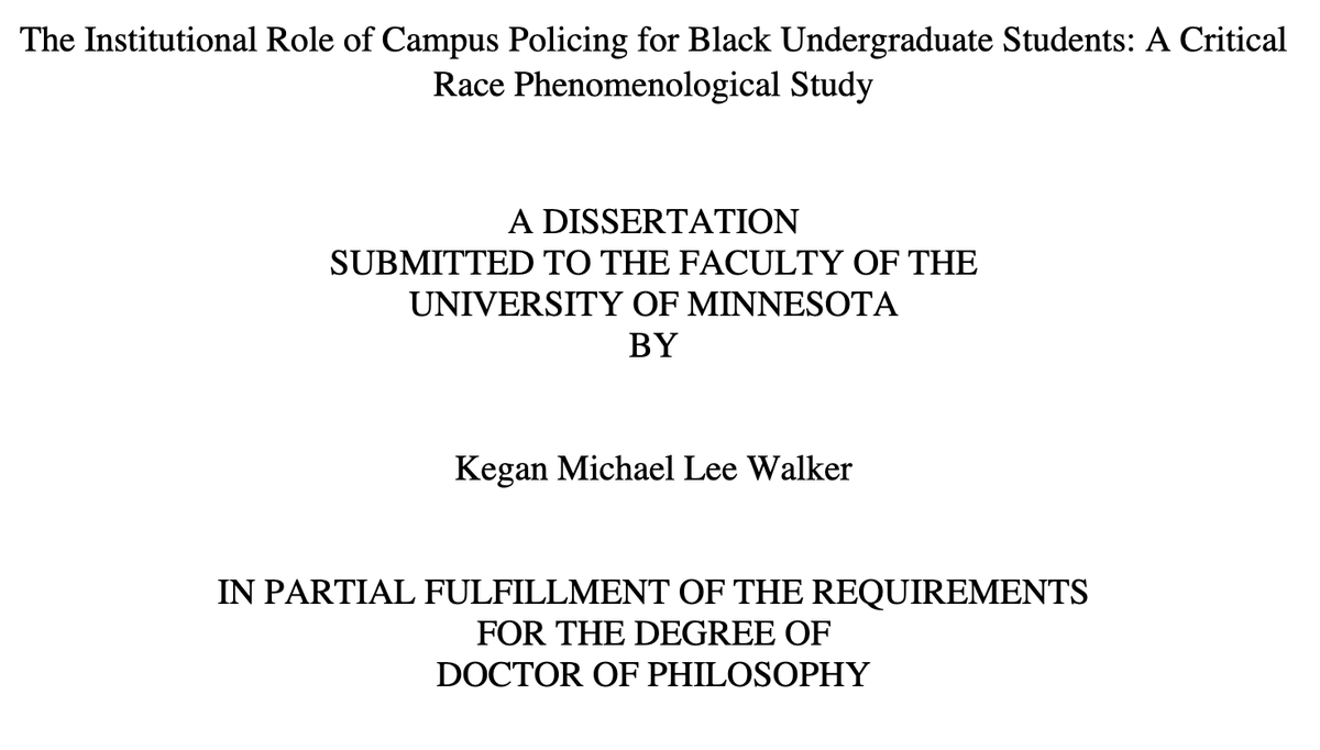194/ "Students’ racialized experiences with campus policing were a part of an overarching racialized experience at the institution, and ... some students interpreted that campus police 'policed' racialized social norms within the university context."