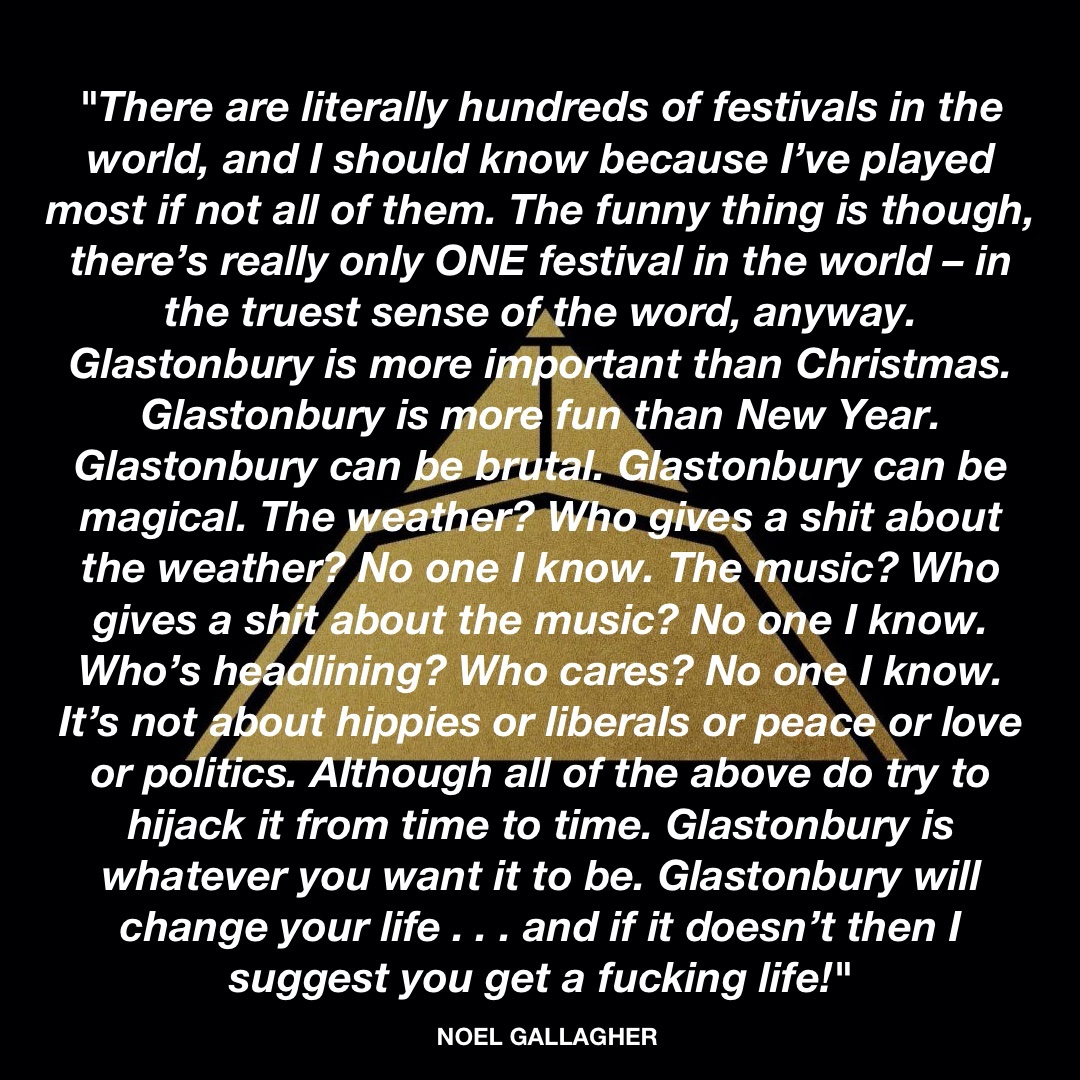 Noel on <a href="/glastonbury/">Glastonbury Festival</a> taken from ‘Glastonbury 50: The Official Story Of Glastonbury Festival’.
@TheSTMagazine #Glastonbury #Glastonbury50book #Glastonbury50