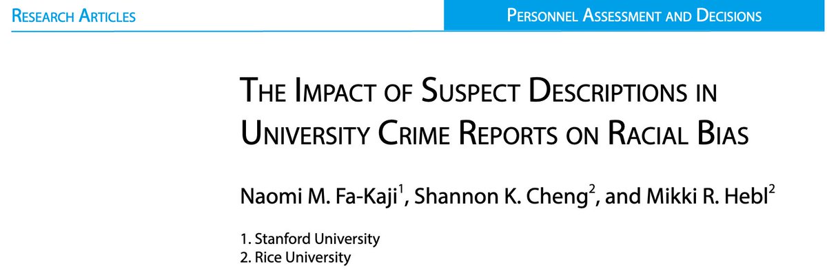 195/ "We found no significant relationship between the racial identification of a suspect and ... the likelihood that the suspect was caught... Our findings suggest that crime reports that include race can prime stereotypes linking Black people with crime."