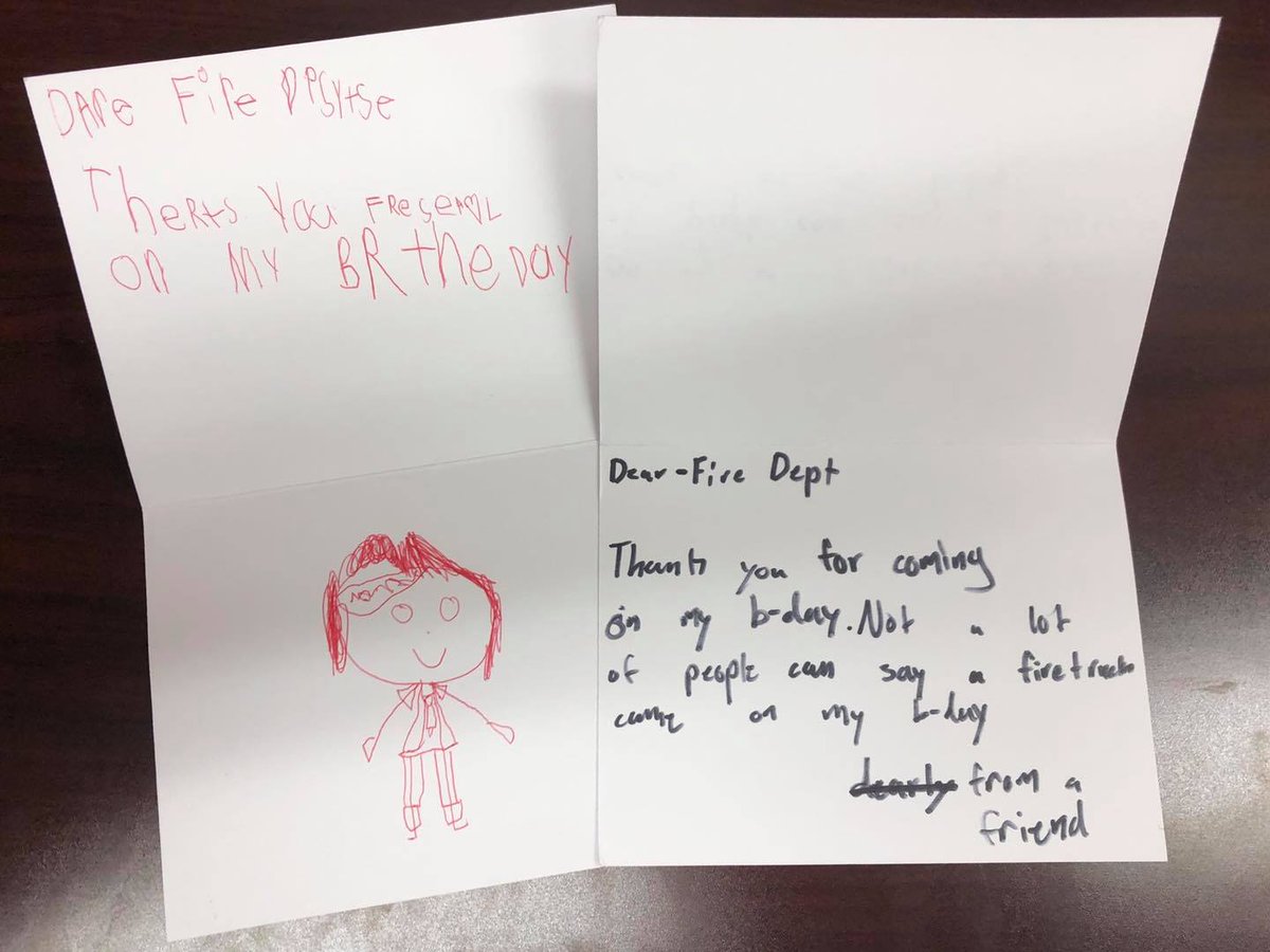 cityoftuscola's tweet photo. The drive by birthday wishes from the Tuscola Fire Department have ended and they successfully celebrated over 100 kids and community members! 🚒
These thank you notes were delivered last week and were much appreciated! https://t.co/oN5pVAGY1J