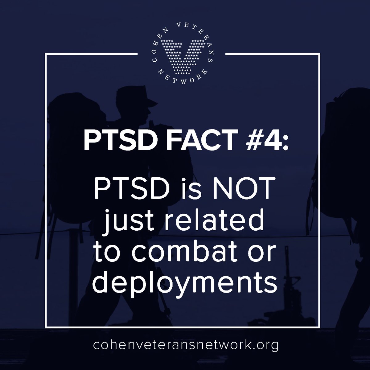 CohenClinicVC's tweet image. People often associate #PTSD with direct exposure to military combat, but in reality, traumas that lead to PTSD can take many forms such as a natural disaster, a car accident, or sexual assault.
#PTSDAwarenessMonth
