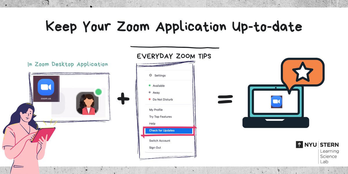 How do I check if my Zoom application is up to date?

1. Open your zoom desktop application
2. Click your profile picture at the top right
3. Click “Check for Updates”
4. Follow the instruction to update the application

#nyustern #zoomtips