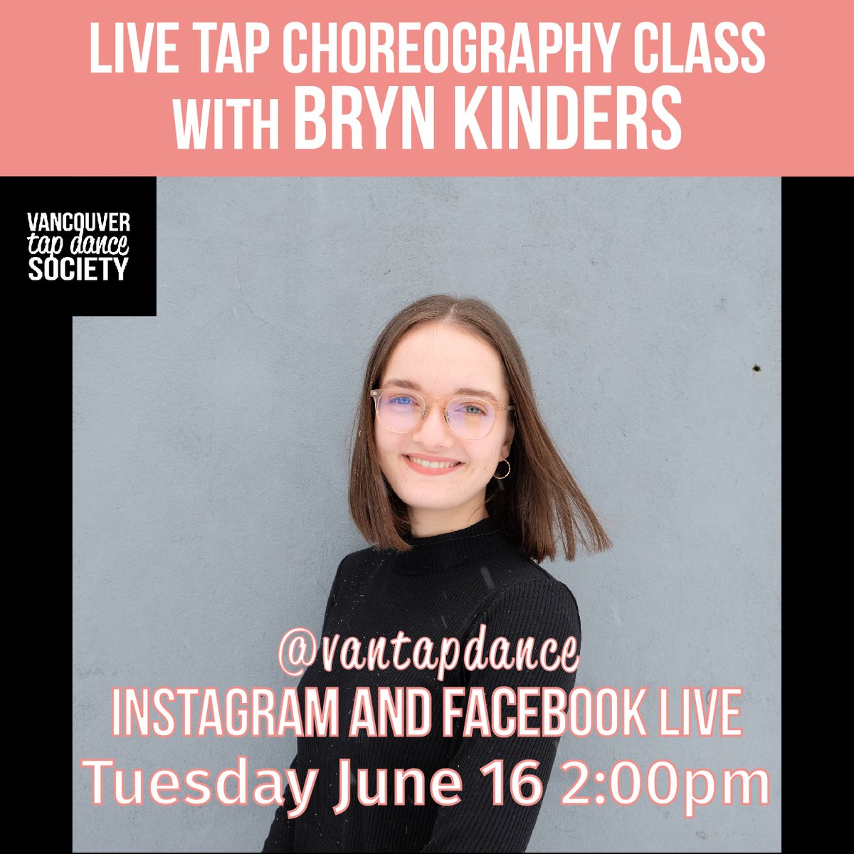 vantapdance's tweet image. LIVE TAP CHOREOGRAPHY CLASS with Bryn Kinders
⁠⠀
Tuesday June 16
2:00pm PT on IG + FB LIVE
A by donation class open to all levels, dancers and countries!
⁠⠀
#tapdance #virtualdanceclasses #tapdancing #danceclass⁠