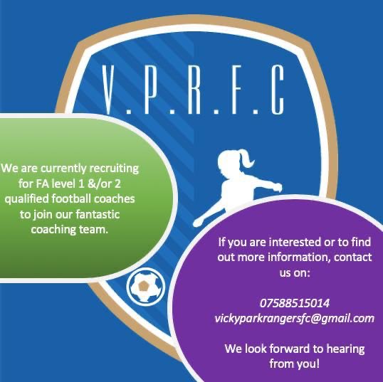 vickyparkrfc's tweet photo. We are recruiting FA level 1 and 2 coaches to join our fantastic coaching team. Please share! #vprfc #vickyparkrangersfc #whuwsisterclub @westhamwomen #girlsfootball #capitalgirlsleague #footballcoaches #facoaches #victoriapark #eastlondon #fachartered #youthfootball @AlexScott https://t.co/iQGVmQevtZ