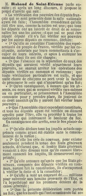1792_1815's tweet photo. 15 juin 1789 États Généraux. #Rabaut de Saint-Etienne propose également une motion dans laquelle il arrête la suppression des impôts, puis leur création pour la durée des États Généraux et le lancement d’un emprunt. https://t.co/CL08BODHq0