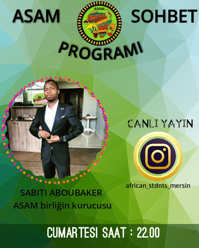 Bu hafta canlı yayın sohbetimize #ASAM kurucu üyeleriden sayin SABITI ABOUBAKAR ağırladık . #büyükasamailesi #Africa