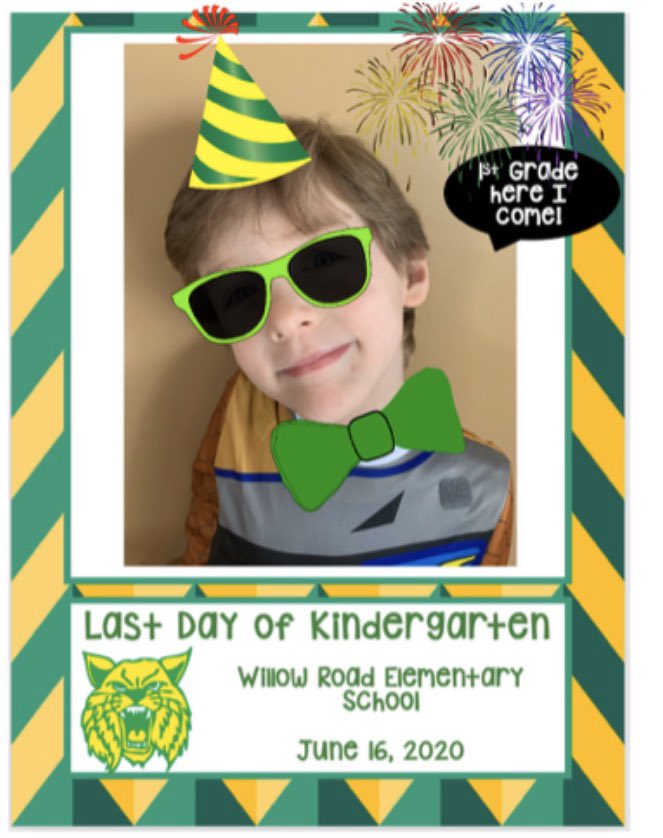 MsRoach_Kinder's tweet photo. Celebrating the last 2 days of school and Graduating Kindergarten with some virtual photo booth fun! πΈ πππ @WillowRoadVS13 @VS13UFSD #VS13strong https://t.co/b9dxSAbebl