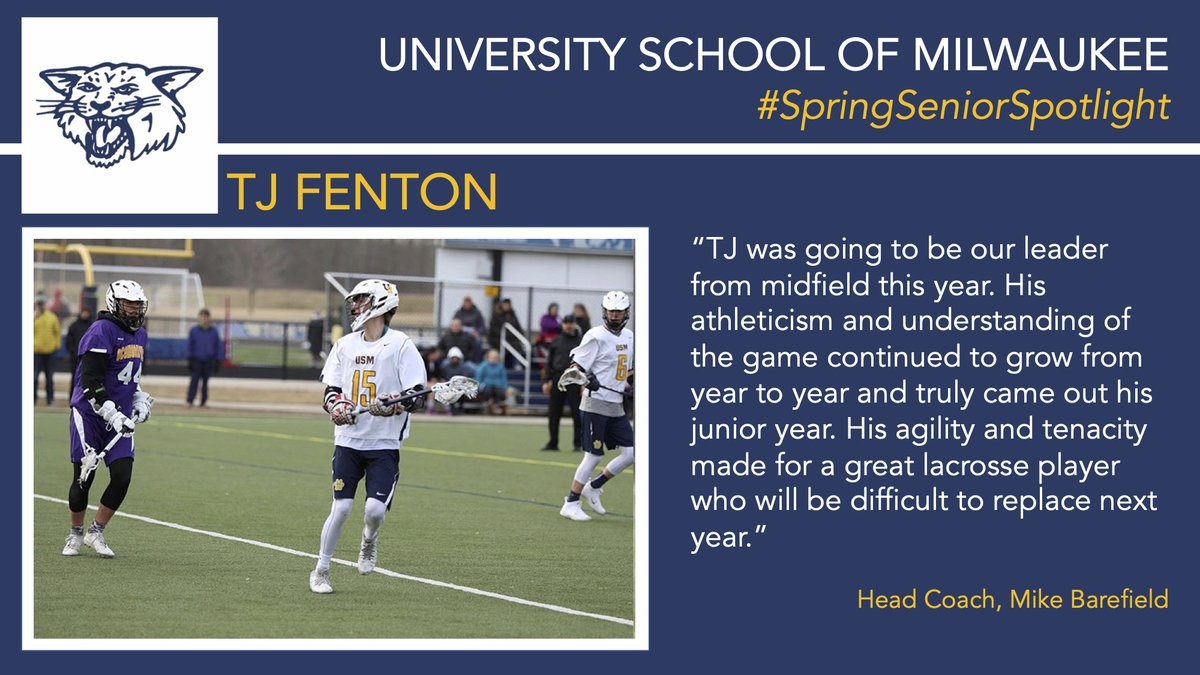 USMathletics's tweet photo. Our #SpringSeniorSpotlight of the day is TJ Fenton! 🥍

#BelieveAndAchieve #GoWildcats https://t.co/IUWd5Dq1oj