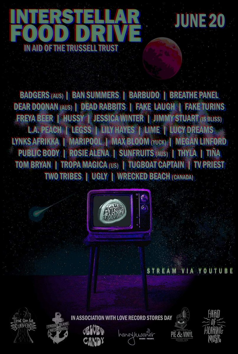 StrongIslandRec (@strongislandrec) on Twitter photo We team w/ <a href="/honeymooner_rec/">So Young Live</a> <a href="/Hardofhearingmu/">Hard Of Hearing Magazine</a> Pie & Vinyl, Velvet Candy & Thank God For Sinners to bring <a href="/Yuckband/">Yuck</a> @LynksAfrikka <a href="/ThylaMusic/">THYLA</a>
<a href="/breathepanel/">Breathe Panel</a> <a href="/teenyahh/">Tiña</a>
<a href="/Jessicawinterr/">Jessica Winter</a> <a href="/publicbodyuk/">public body</a>
<a href="/FakeLaughMusic/">Fake Laugh</a> <a href="/uglybois/">uglybois</a> <a href="/RosieAlena/">* ☆:**:. Rosie Alena .:**:.☆*</a> + more to your homes in aid of @TrussellTrust. We team w/ <a href="/honeymooner_rec/">So Young Live</a> <a href="/Hardofhearingmu/">Hard Of Hearing Magazine</a> Pie & Vinyl, Velvet Candy & Thank God For Sinners to bring <a href="/Yuckband/">Yuck</a> @LynksAfrikka <a href="/ThylaMusic/">THYLA</a>
<a href="/breathepanel/">Breathe Panel</a> <a href="/teenyahh/">Tiña</a>
<a href="/Jessicawinterr/">Jessica Winter</a> <a href="/publicbodyuk/">public body</a>
<a href="/FakeLaughMusic/">Fake Laugh</a> <a href="/uglybois/">uglybois</a> <a href="/RosieAlena/">* ☆:**:. Rosie Alena .:**:.☆*</a> + more to your homes in aid of @TrussellTrust.