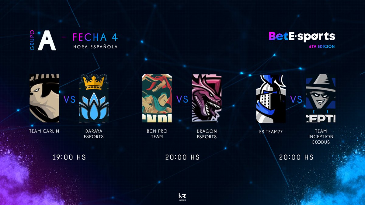📍Match Day | Europa 🇪🇺

⚔ <a href="/Team_Carlin_/">Team Carlin</a> 🇫🇷 🆚️ <a href="/LotosAzules/">DARAYA ESPORTS</a> 🇪🇸

⚔ <a href="/BCNProTeam/">BCN Pro Team</a> 🇪🇸 🆚️ @dragon_esportt 🇹🇷

⚔ <a href="/EsTeam77/">Es Team77</a> 🇩🇪 🆚️ <a href="/InceptionExoGG/">.</a> 🇪🇺

📍¿Qué equipos lograrán la victoria el día de hoy? ¡Apoyalo! 🔥