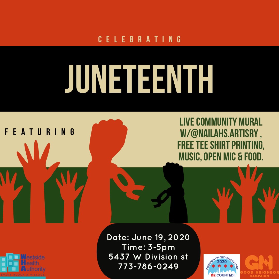 GNC5417's tweet photo. Celebrate Juneteenth with Good neighbor! There will be free t-shirt printing, music and food. Also, a live painting of a community mural will take place during this event. You don't want to miss it!
.
.
.
#blm #juneteenth #celebratewithus #weallin #goodneighbor #lovethyneighbor https://t.co/m1viQnDFkg
