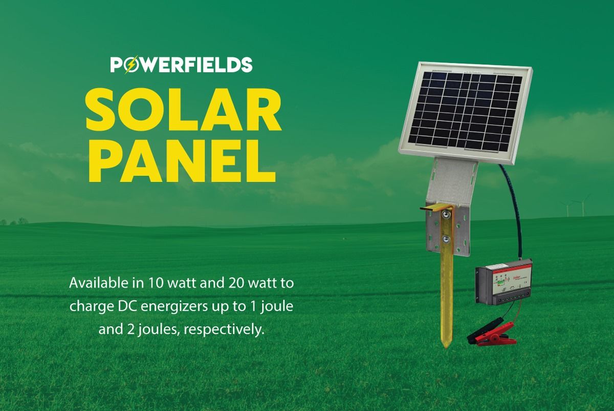PowerfieldsTwit's tweet image. #EnergizerMonday The Powerfields Solar Kits maintain batteries on chargers up to 2 joules output. The convenient ground stake can also be attached to a wood post. Everything is included to hook-up and start charging from the alligator clamps to the solar charge controller!