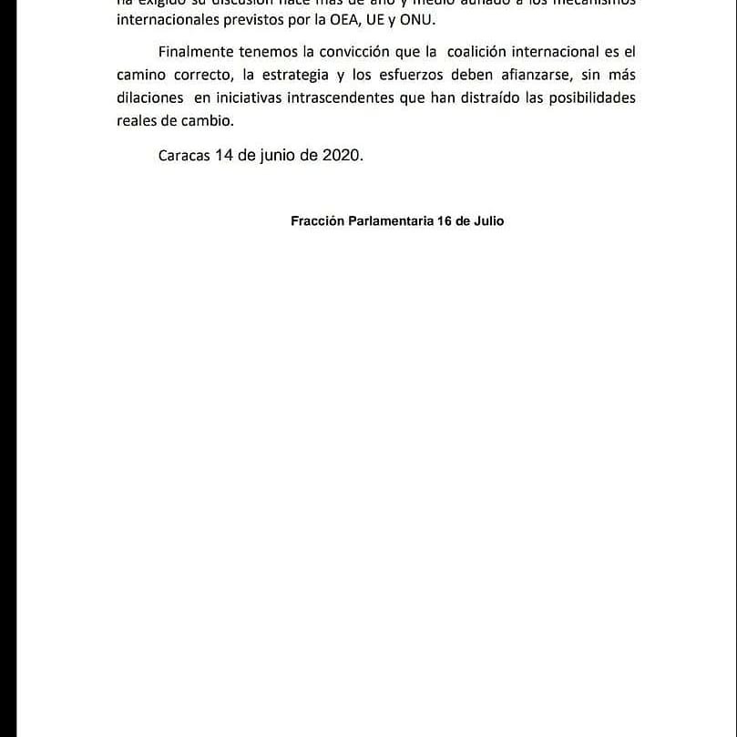 LeaEunice's tweet photo. MARTES 16 DE JUNIO 2020, SEÑORES DE  LA ASAMBLEA NACIONAL INCLUIR  LA DISCUSIÓN DEL ART 187#11 CNV Y SOLICITUD TIAR DE LA COALICIÓN MILITAR INTERNACIONAL. 
SOLO NO PODEMOS. . https://t.co/I845DJvYQz