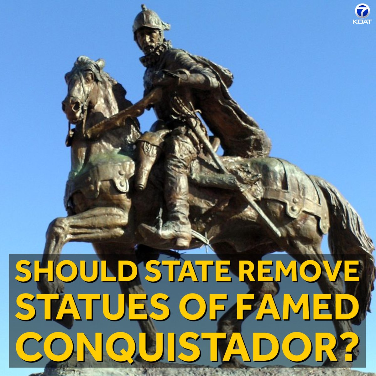 koat7news's tweet photo. WEIGH IN: Statues of Spanish conqueror Juan de Oñate are facing a new wave of criticism in New Mexico as an affront to indigenous people and an obstacle to greater racial harmony: https://t.co/XI9g5msZTZ https://t.co/PPBYjNhpQx