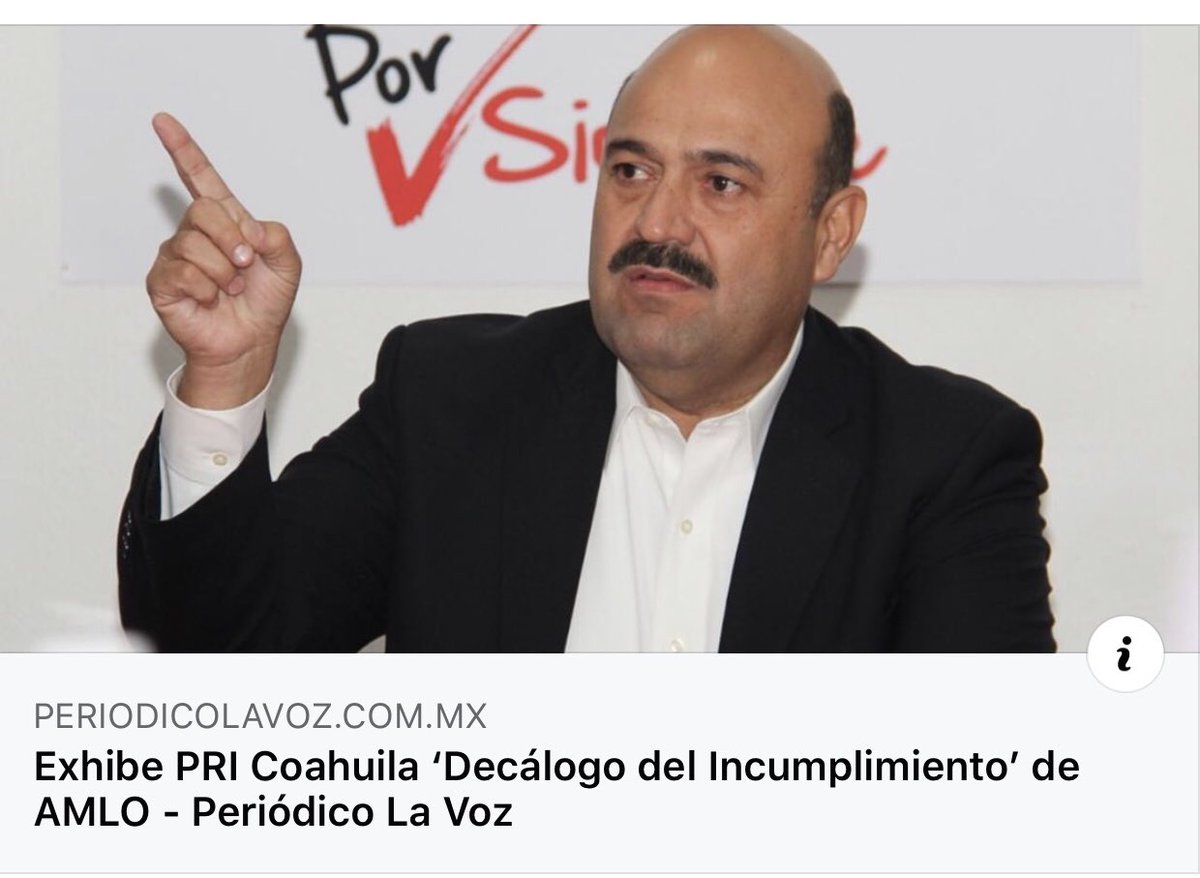 El <a href="/PRICoahuila/">PRI COAHUILA</a> exhibe el ‘Decálogo del Incumplimiento’ de AMLO.

Te recomendamos leer la siguiente nota 👇🏼

periodicolavoz.com.mx/exhibe-pri-coa…, publicada por <a href="/periodico_lavoz/">Periódico La Voz</a>