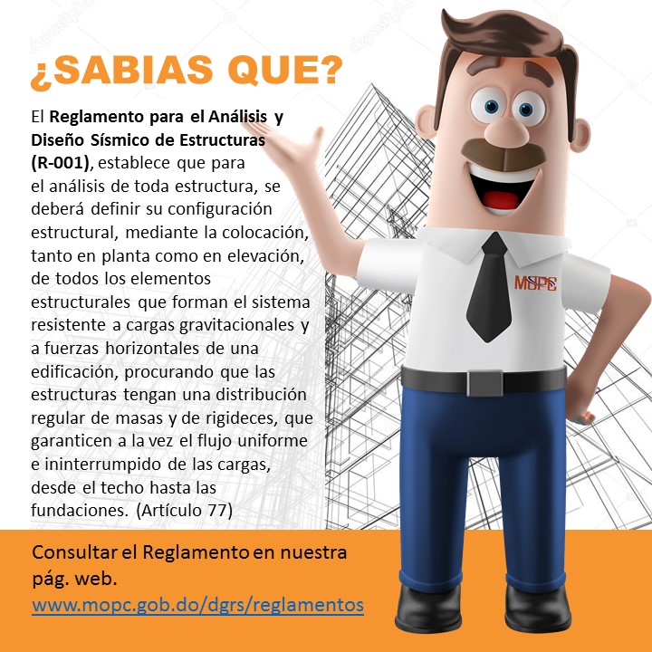 Para más información sobre el Reglamento para el Análisis y Diseño Sísmico de Estructuras (R-001),  puedes consultar aquí: bit.ly/36EO8K2 #DGRS #ReglamentosMopc #MOPCRD