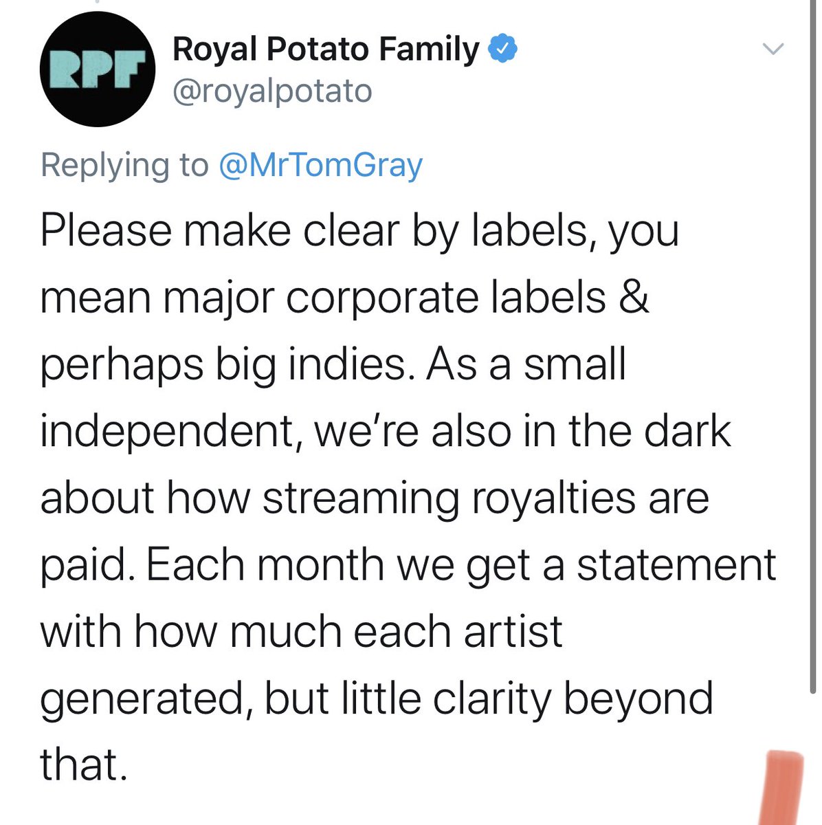 And by way of a clarification, this comment is completely right. My apologies  @RoyalPotato Family.