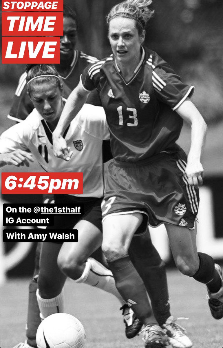 This evening at 6:45pm, I chat with ex team canada footballer &amp; yogi extraordinaire Amy Walsh
Going to do the LIVE from @the1sthalf_ IG account.    #instagram #podcast #teamcanada #yoga #montreal #the1sthalf ⚽️🙌🏻#supportsmallbusiness