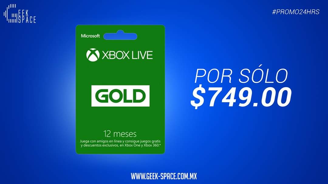 ¡No dejes de jugar en línea con Xbox! Membresía Xbox Live Gold 12 meses a tan sólo $749.00

Compra ya enviándonos inbox, vía WhatsApp al 5569151955 o en nuestro sitio web: geek-space.com.mx

#Promo24hrs #PromoGeek #PonteGeek 💙👽