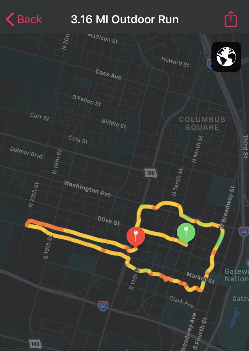 Justin_EAndrews's tweet photo. Pretty good 3.1 miles today through downtown STL!! #PostRunPic https://t.co/qEL0hKlYxc