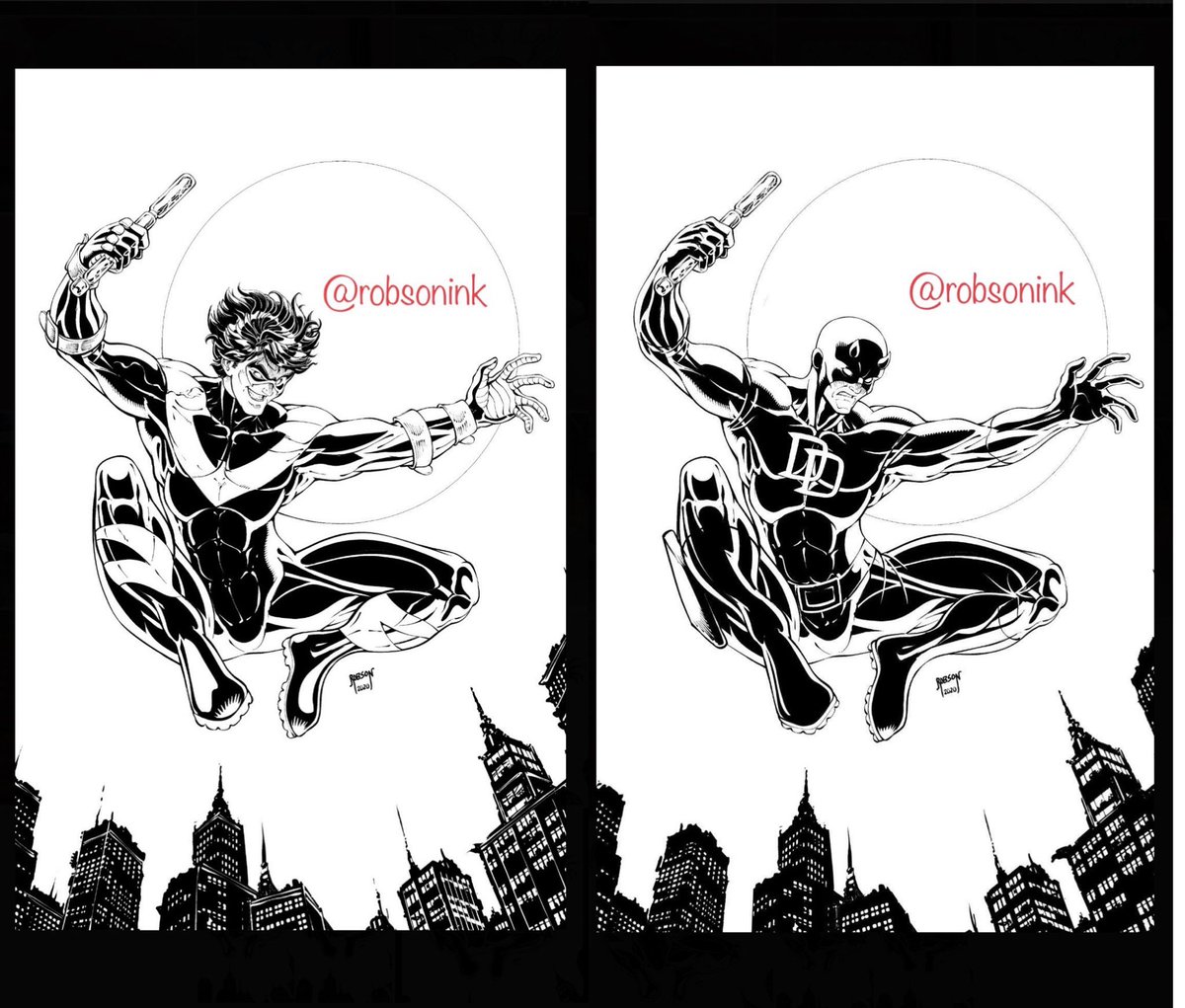 robsonink's tweet image. #characterswitch ! 👉👉

From #nightwing to #daredevil 👹  

Having fun experimenting with my art has led to this character switch by turning one character into another 

❗️Let me know other characters you’d like to see switched! ❗️

#MARVEL #DC #comics #Superheroes #comic #art