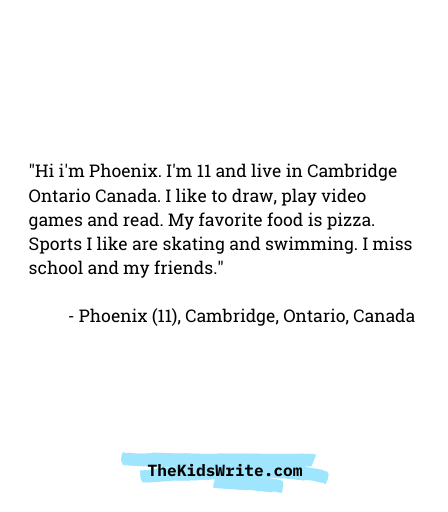 thekidswrite's tweet photo. "I miss school and my friends" - Phoenix (11), Cambridge
https://t.co/Jlc21ulDIR https://t.co/VGZDQsXgWW