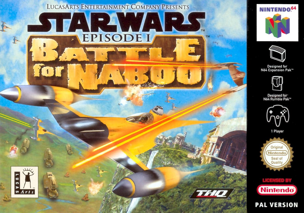 2000Two years after Rogue Squadron, the Factor 5/LucasArts team is back with Star Wars Episode I: Battle for Naboo (PC, N64).A sadly forgotten SW space game.