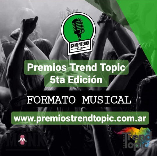 cementerionline's tweet image. Amigos!

Estamos nominados en los @TrendTopicOk - 5ta. edición para la categoría mejor formato musical.
Pueden darnos una mano dejando su voto en premiostrendtopic.com.ar

#PremiosTrendTopic #PremiosTT
