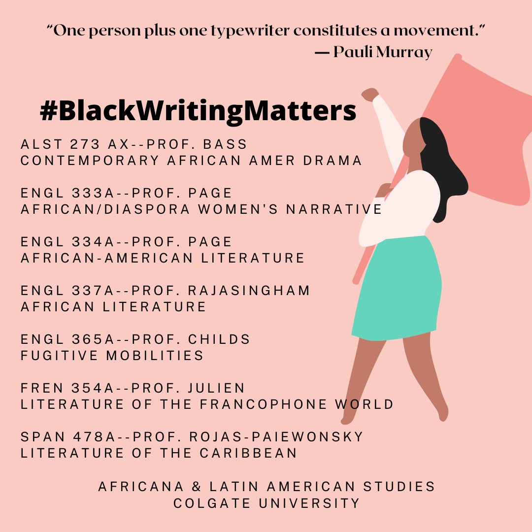 ALSTColgate's tweet image. Because Black Lives Matter, we want to remind you that when you get back this fall, your faculty in ALST will be looking to continue in their classrooms the work they are doing now in the streets!🤎🖤 #readblackwriters #ALST