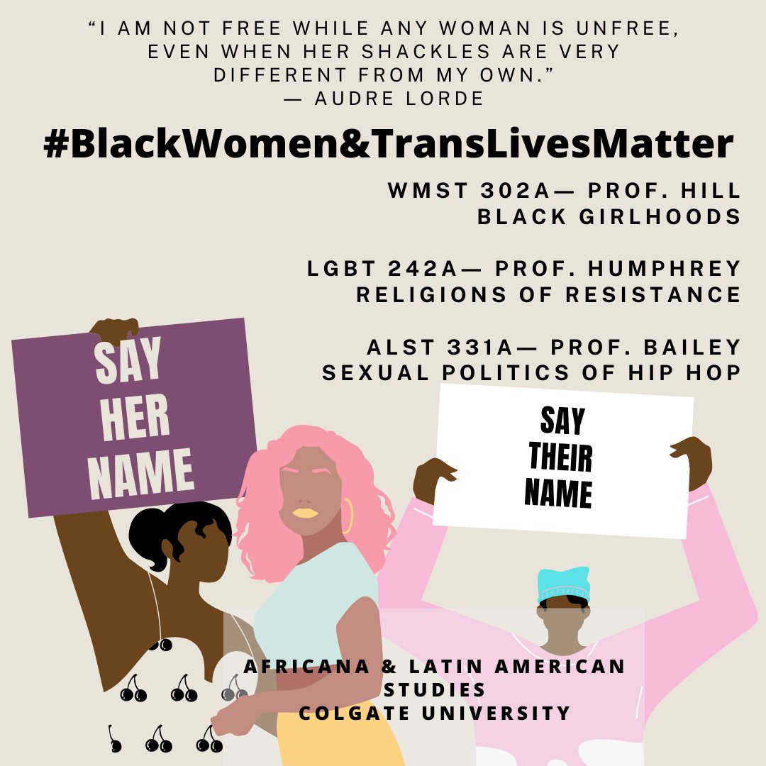 ALSTColgate's tweet image. Make no mistake, when we say that black lives matter, we mean black women and black queer and trans folk as well! #breonnataylor #tonymcdade #saytheirnames #ALST