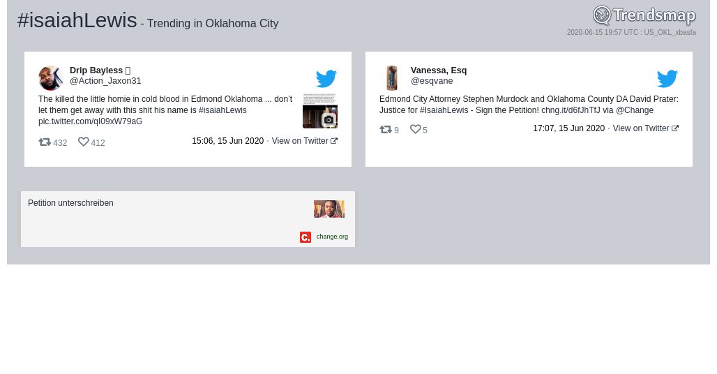 TrendsOKC's tweet photo. #isaiahlewis is now trending in #OklahomaCity

https://t.co/ScrXRUls65 https://t.co/5P1AvBIPeE