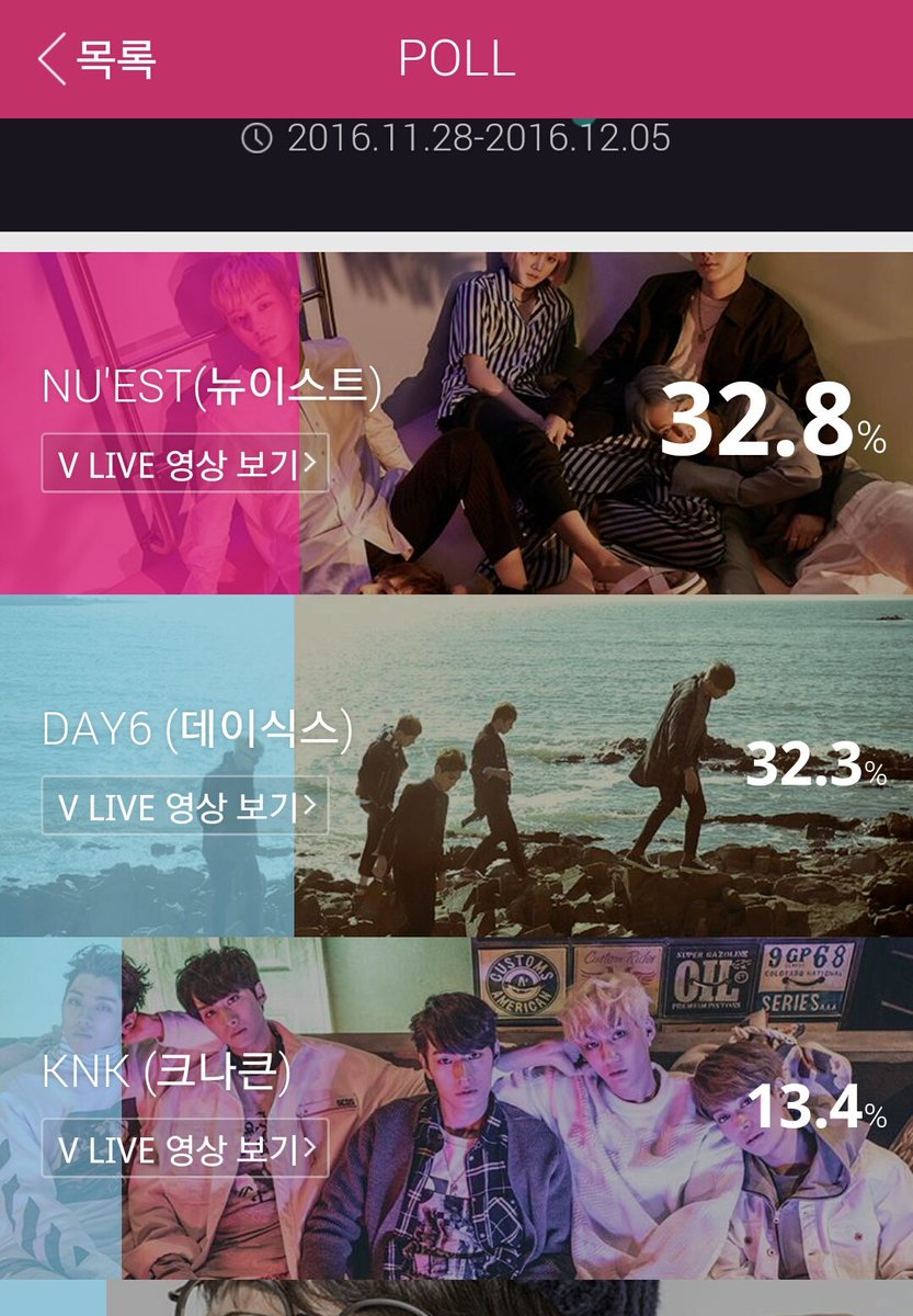 33) The Naver PollThis took place like just a few weeks before Produce 101 began to air. It was a time when NU'EST were dead quiet, and we rarely got to see them. This Naver poll got us to vote for NU'EST and if they got first place, we were promised a v-live...