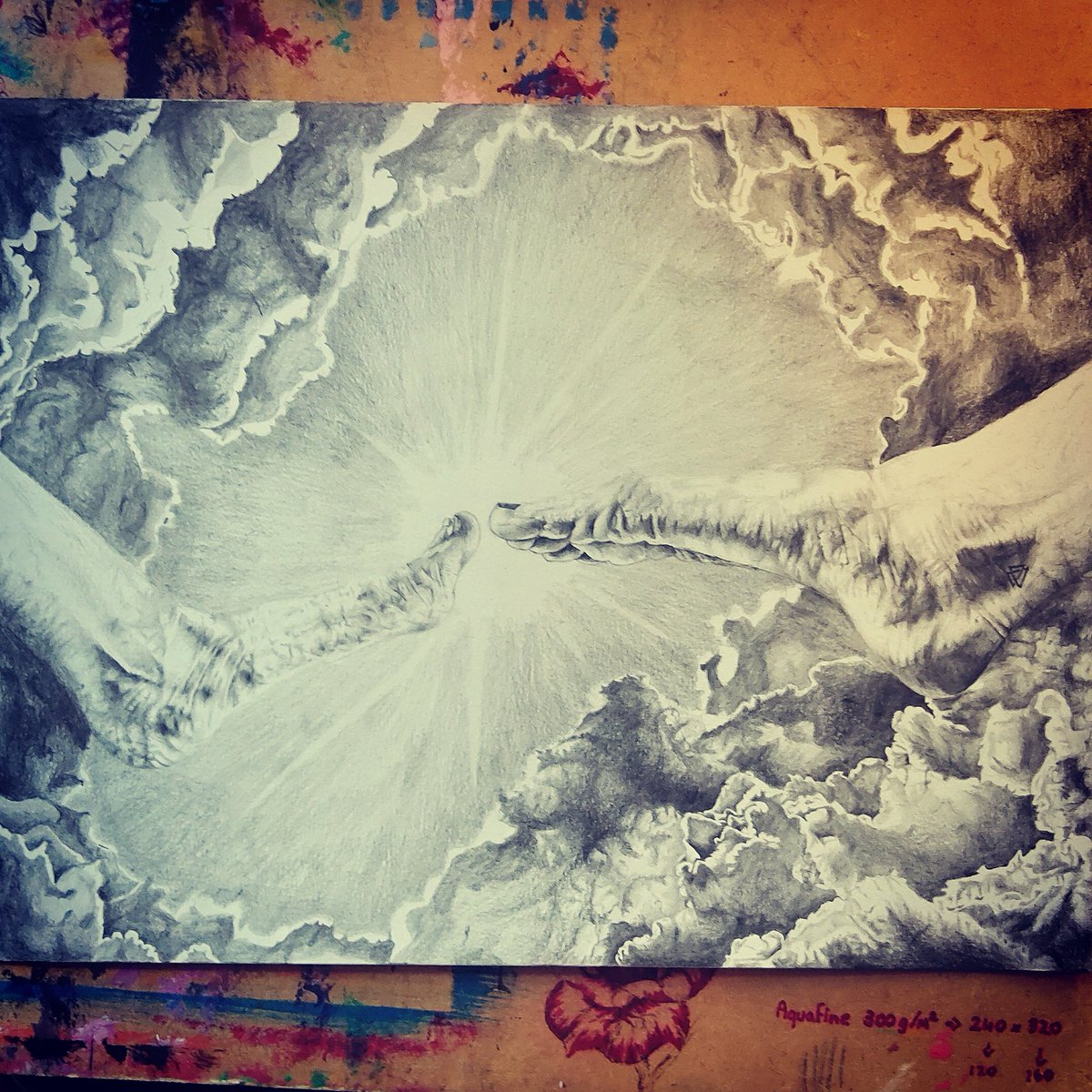 The Creation of Adam. 
The birth of consciousness.
Michaelangelo's Sistine Chapel parody.