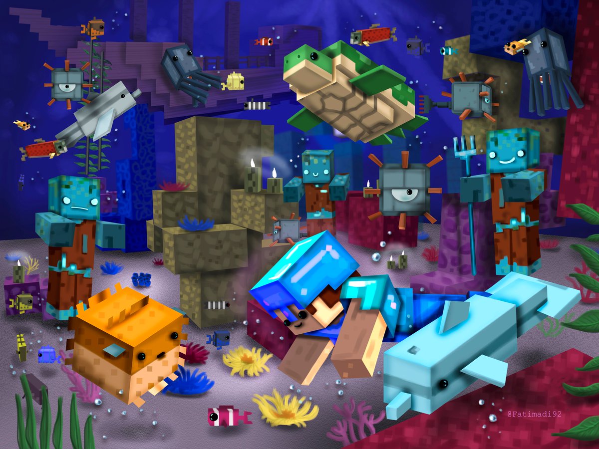 FatiDiazRopero's tweet image. Segunda propuesta para el #retominecraft 
Minecraft bajo el agua.

Concurso que organizan: @XP_Pen_Spain y @ComparGame