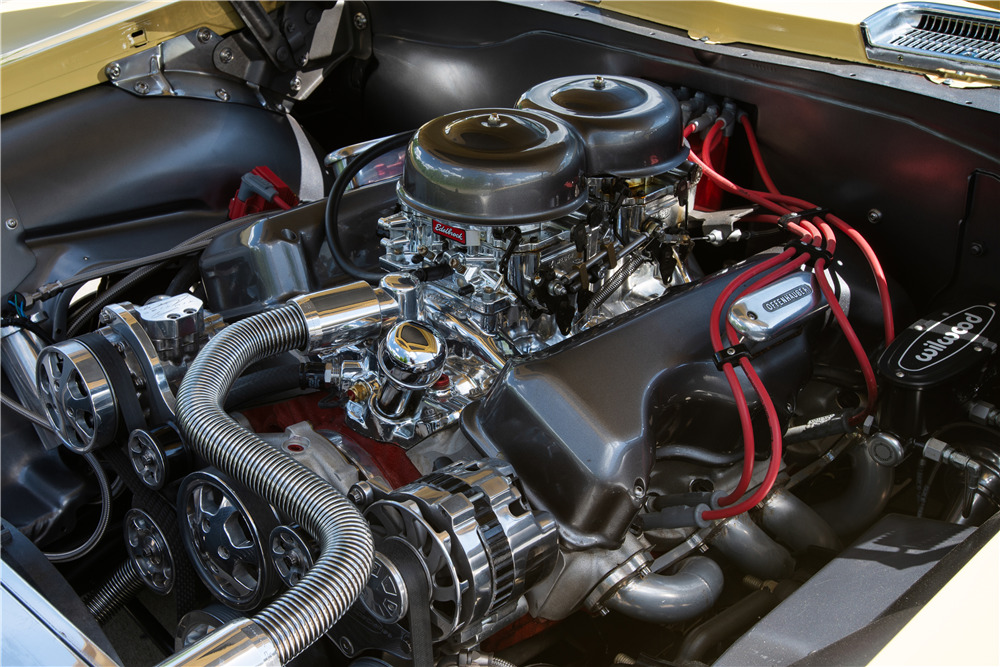 V8; dual Edelbrock carburetors, coated headers, polished intake, Performer ...