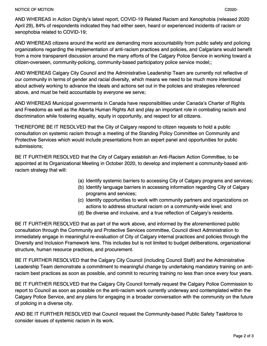 Calgary City Council will be discussing an anti-racism strategy today, as per this notice of motion. Sponsored by all members of council except Sean Chu, Peter Demong and Diane Colley-Urquhart #yyc #yyccc